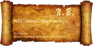 Nádasdi Barbara névjegykártya